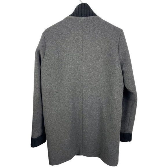 OAK + FORT Dark Grey Wool Blend Ribbed Trim Zip Up Coat Size XS - Picture 4 of 7